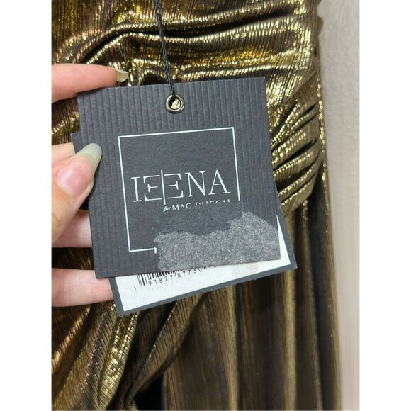 NWT Mac Duggal Metallic Ruched Detail Front Slip V Neck Gown Maxi Dress Small - Picture 8 of 13